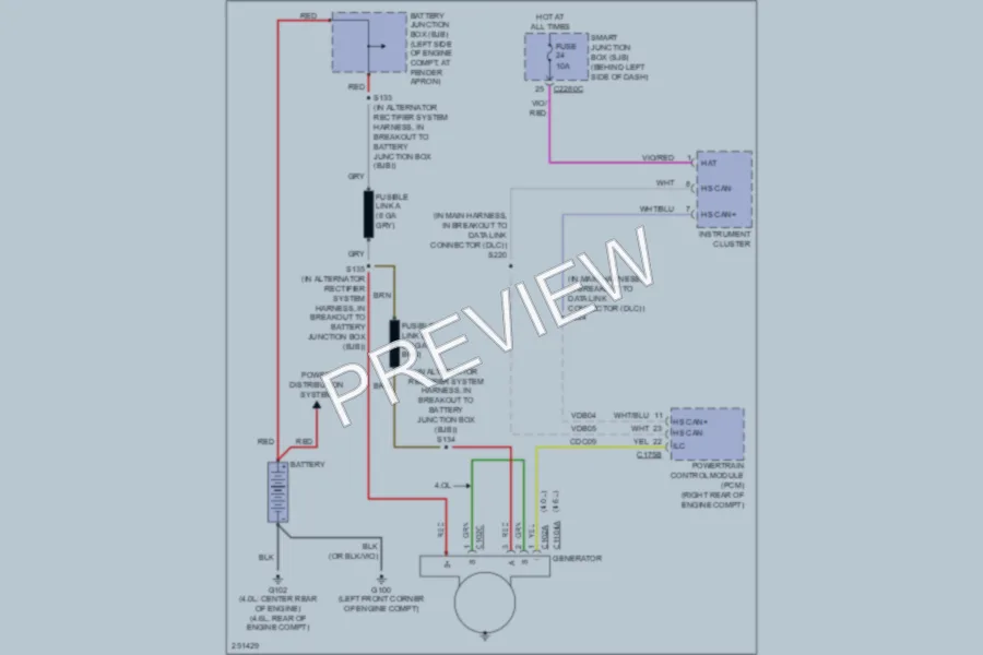 2007 Ford ExplorerSportTrac Starting Charging wiring diagram preview