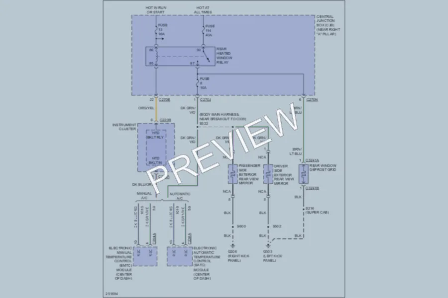 2007 Ford F150 Defoggers wiring diagram preview