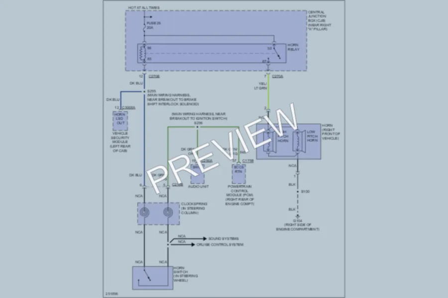2007 Ford F150 Horn wiring diagram preview