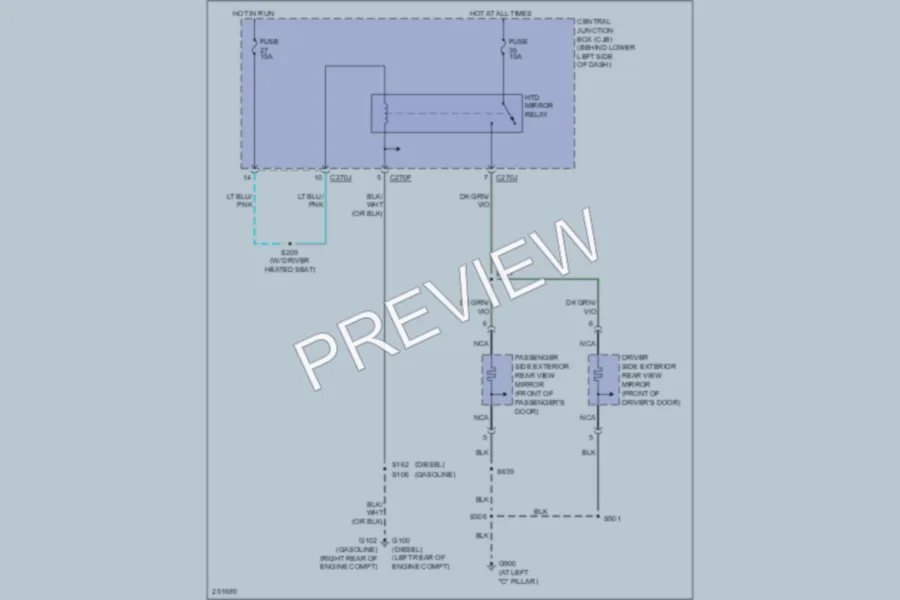2007 Ford F250 Super Duty Defoggers wiring diagram preview