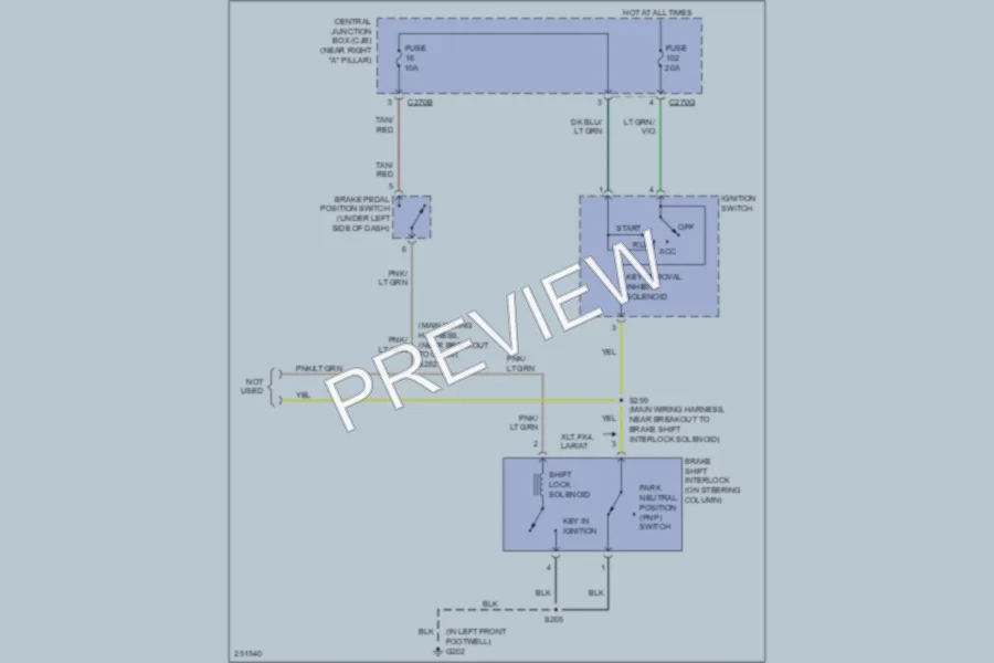 2007 Ford F150 Shift Interlock wiring diagram preview