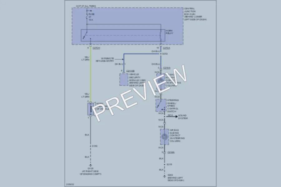 2007 Ford F250 Super Duty Horn wiring diagram preview