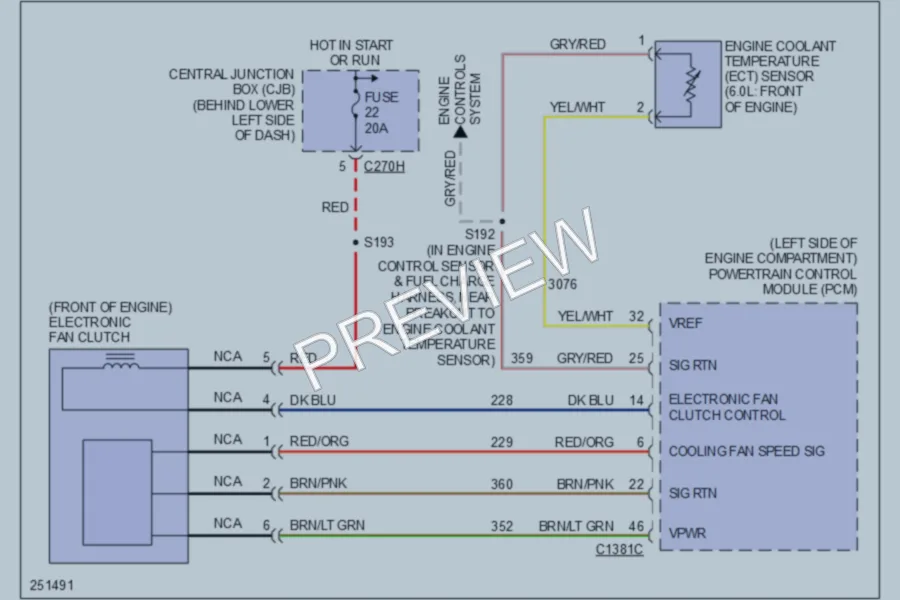 2007 Ford F450ChsCab Cooling Fan wiring diagram preview