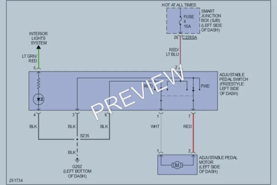 2007 Ford FiveHundred Power Seats wiring diagram preview
