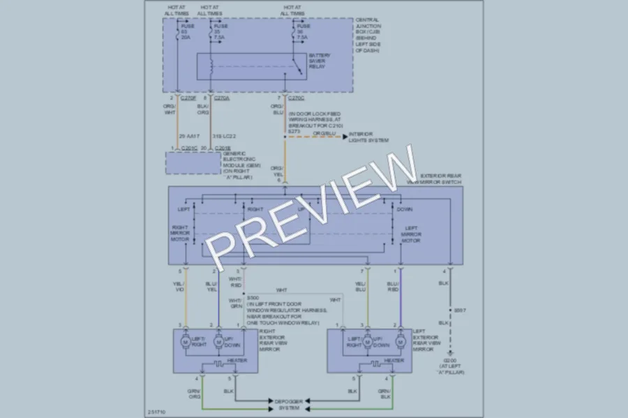 2007 Ford Focus Power Mirrors wiring diagram preview
