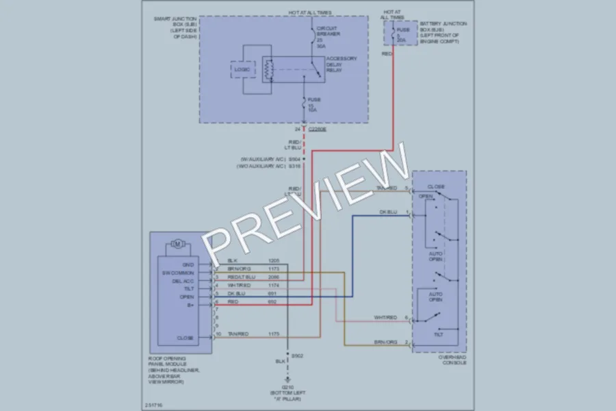 2007 Ford Freestyle Power Top Sunroof wiring diagram preview