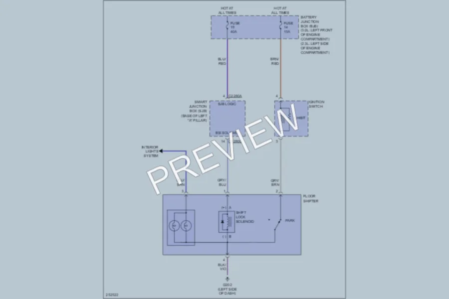 2007 Ford Fusion Shift Interlock wiring diagram preview