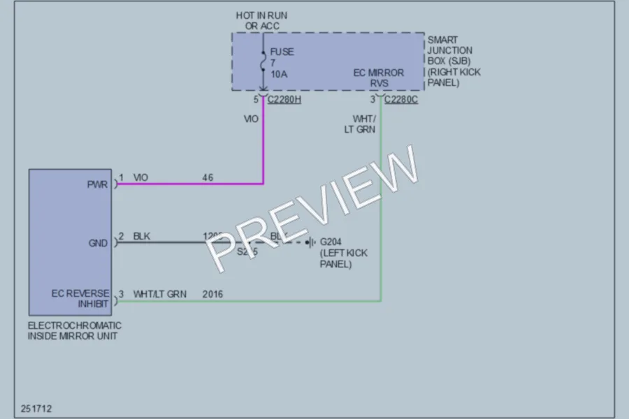 2007 Ford Mustang Power Mirrors wiring diagram preview