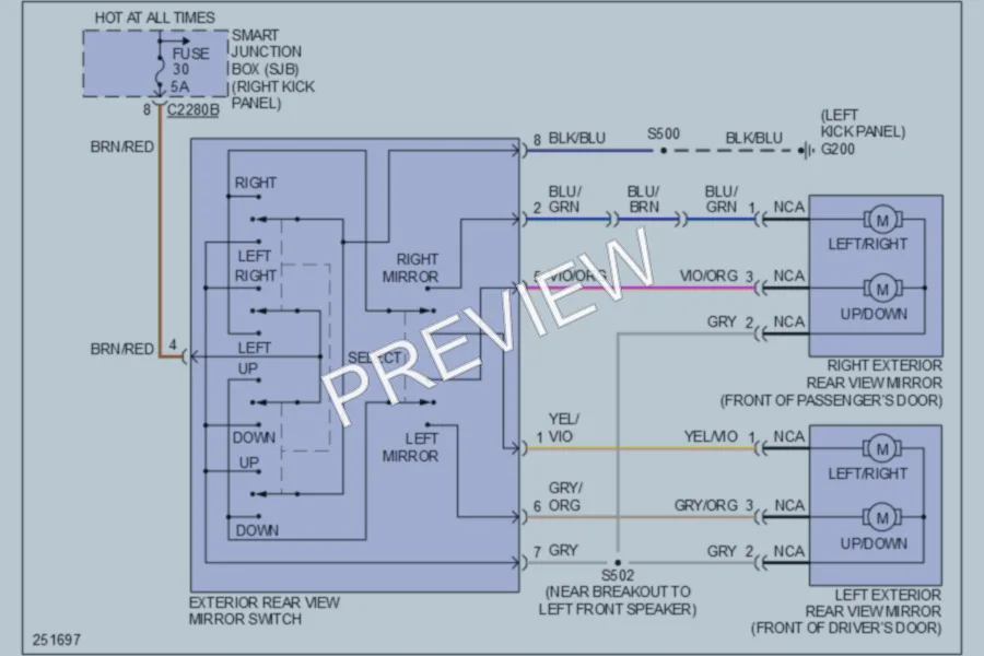 2007 Ford Ranger Power Mirrors wiring diagram preview
