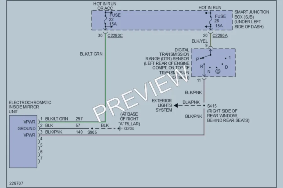2007 Ford Taurus Power Mirrors wiring diagram preview