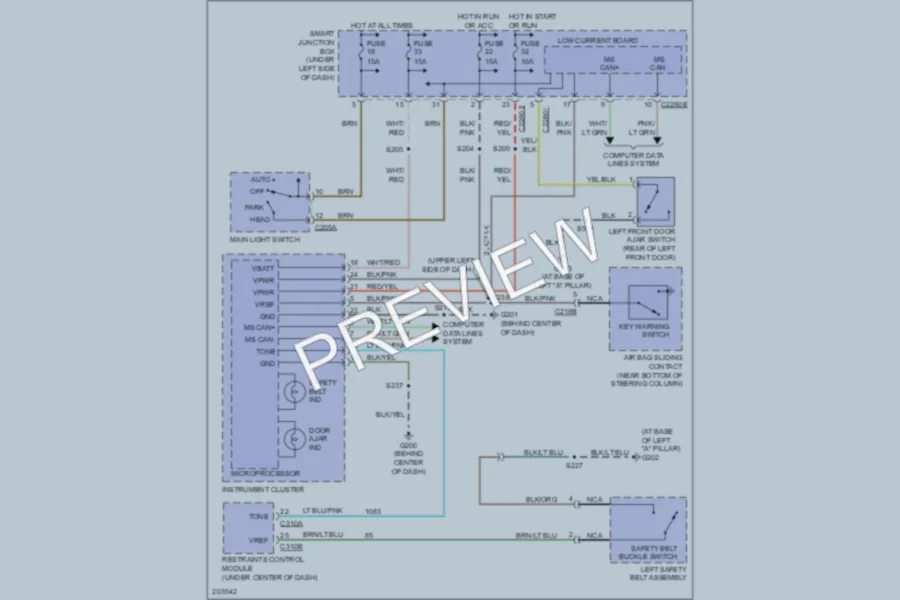 2007 Ford Taurus Warning Systems wiring diagram preview