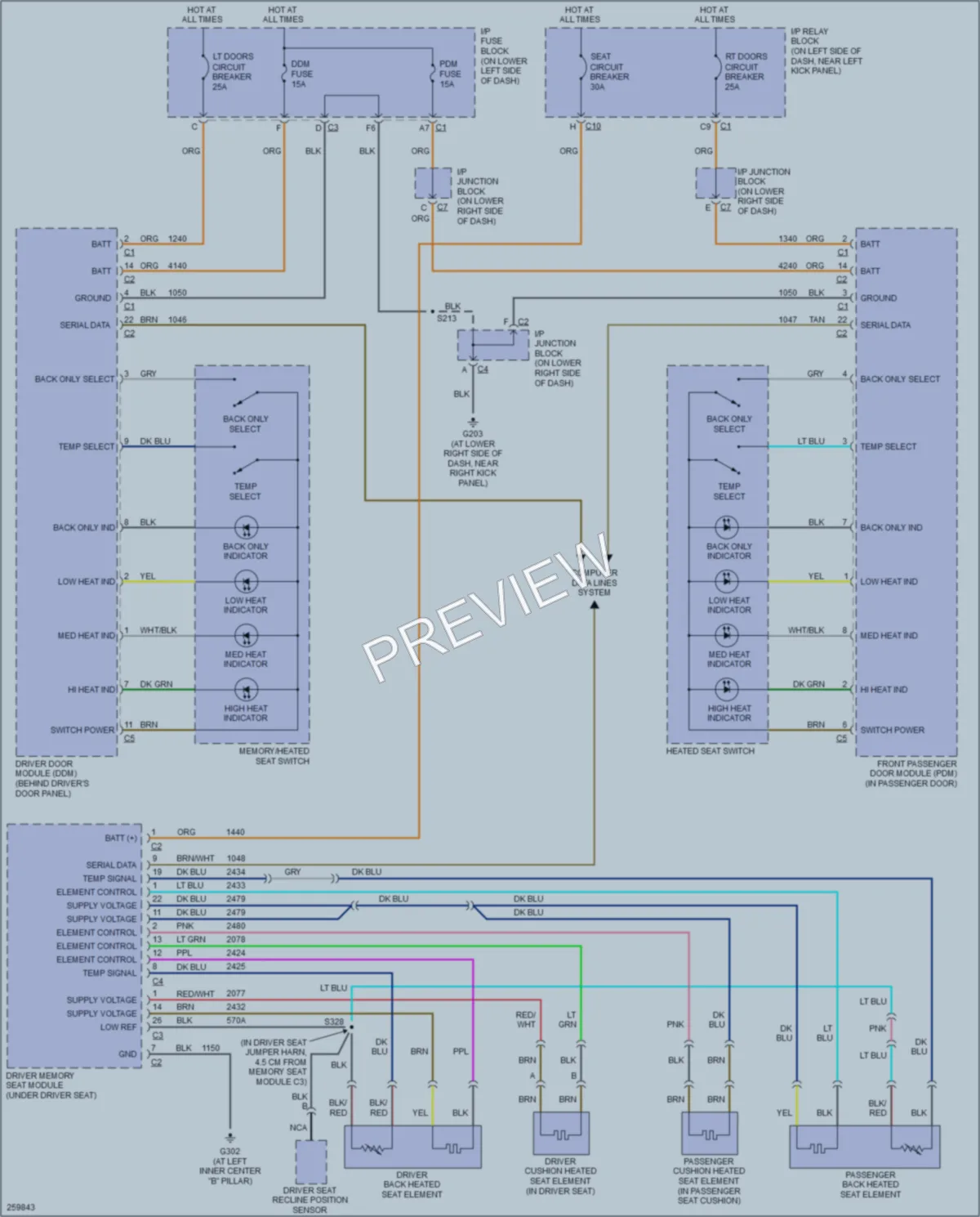 2007 HUMMER H2SUT Power Seats wiring diagram preview