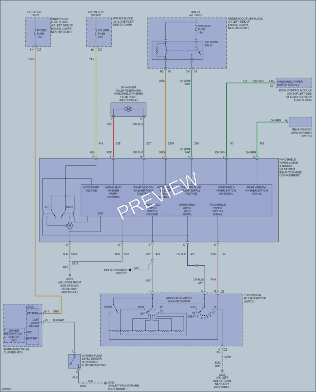 2007 HUMMER H2SUV Wiper Washer wiring diagram preview