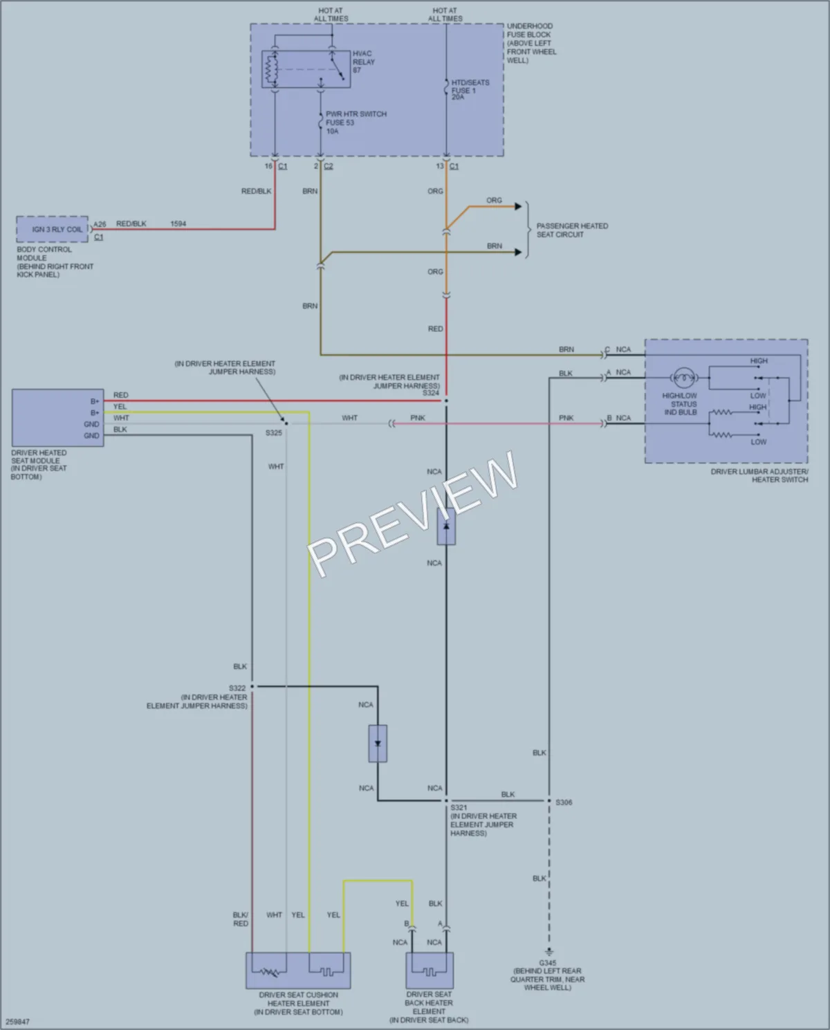 2007 HUMMER H3 Power Seats wiring diagram preview