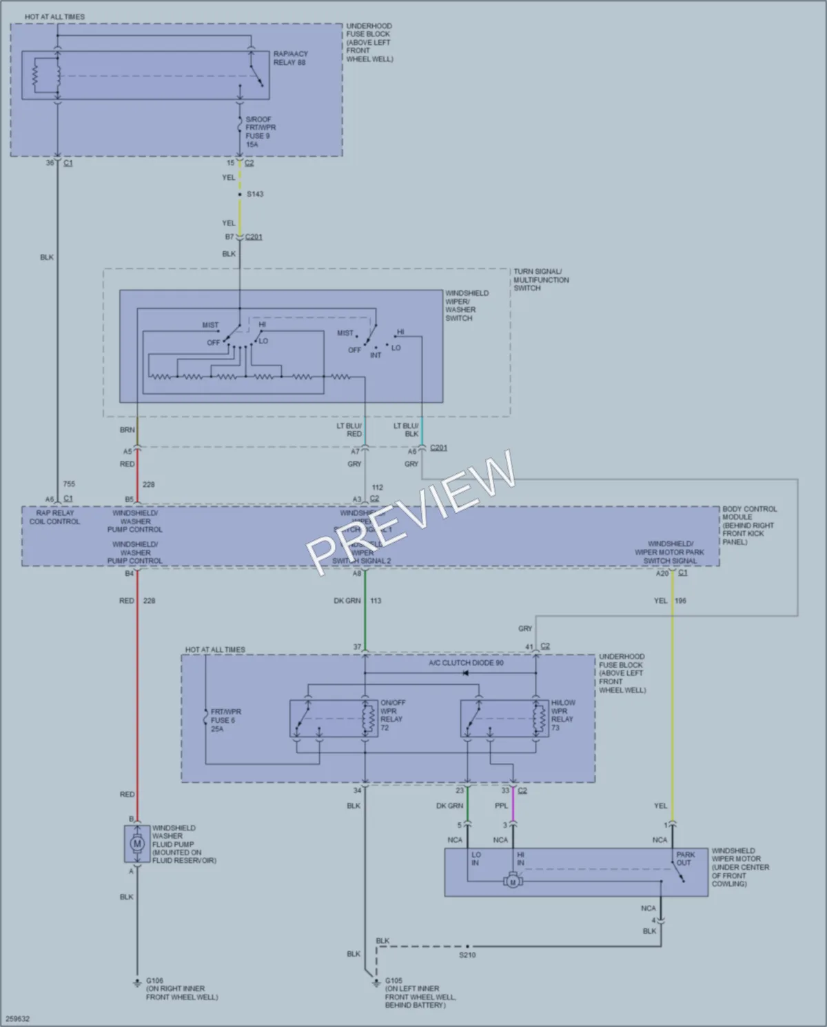 2007 HUMMER H3 Wiper Washer wiring diagram preview