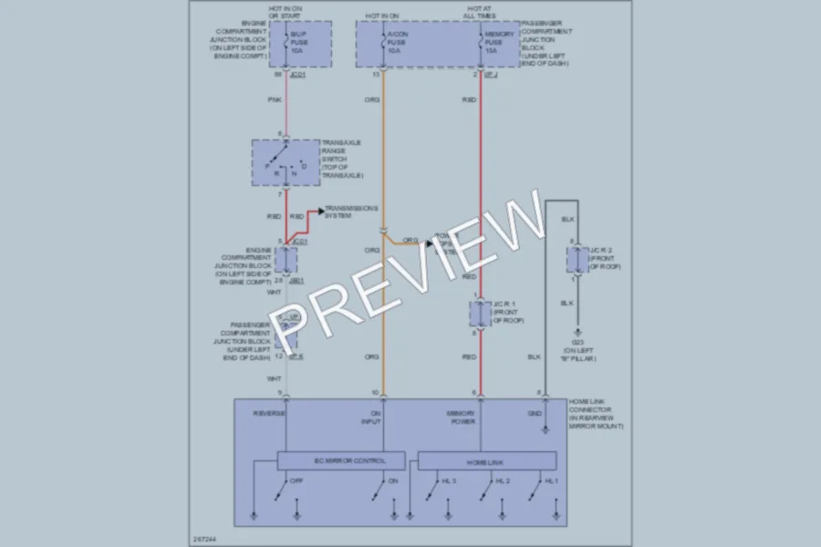 2007 Hyundai Azera Power Mirrors wiring diagram preview