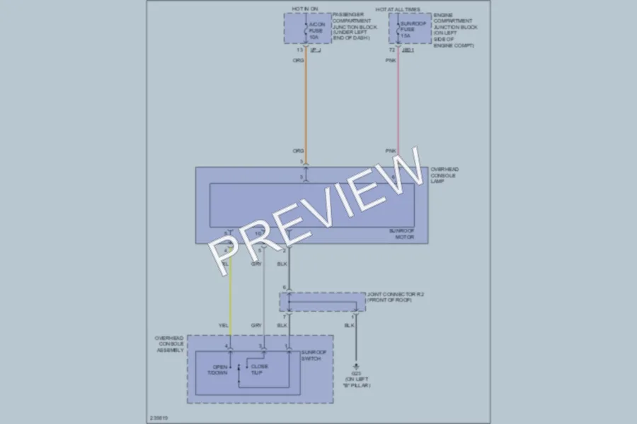 2007 Hyundai Azera Power Top Sunroof wiring diagram preview