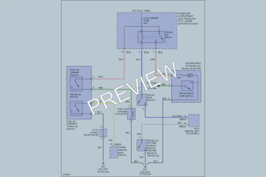 2007 Hyundai Azera Trunk Tailgate Fuel Door wiring diagram preview