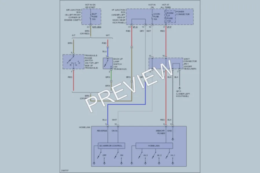 2007 Hyundai Elantra Power Mirrors wiring diagram preview