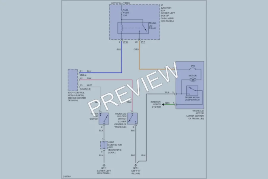 2007 Hyundai Elantra Trunk Tailgate Fuel Door wiring diagram preview