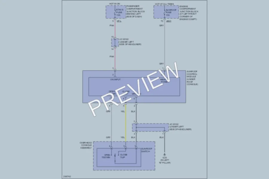 2007 Hyundai Sonata Power Top Sunroof wiring diagram preview