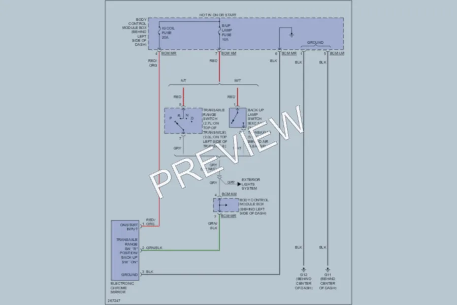 2007 Hyundai Tiburon Power Mirrors wiring diagram preview