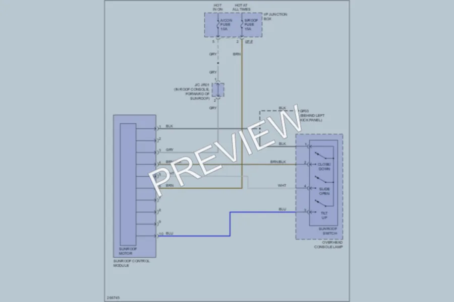 2007 Hyundai Veracruz Power Top Sunroof wiring diagram preview