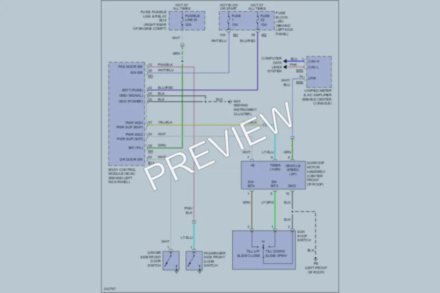2007 Infiniti FX35 Power Top Sunroof wiring diagram preview