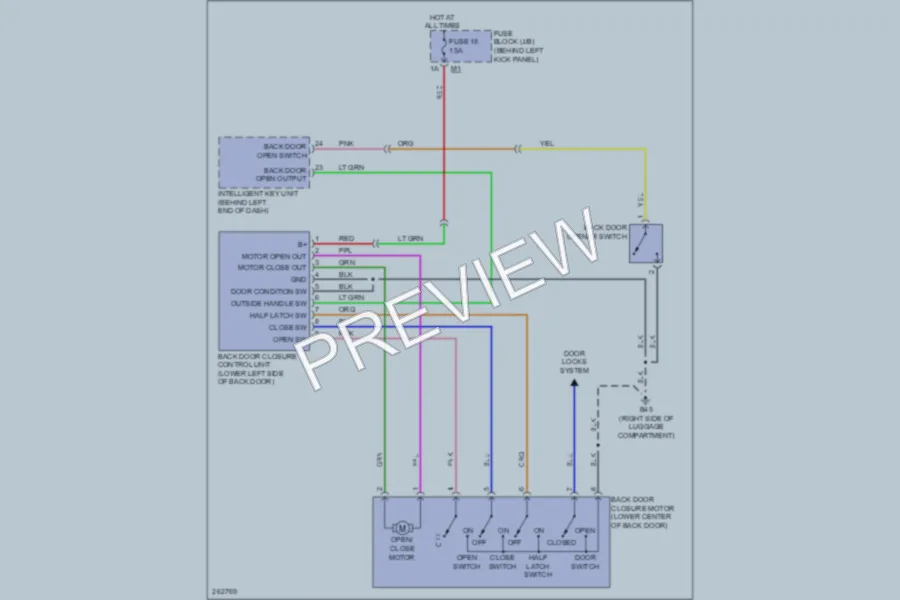 2007 Infiniti FX45 Trunk Tailgate Fuel Door wiring diagram preview