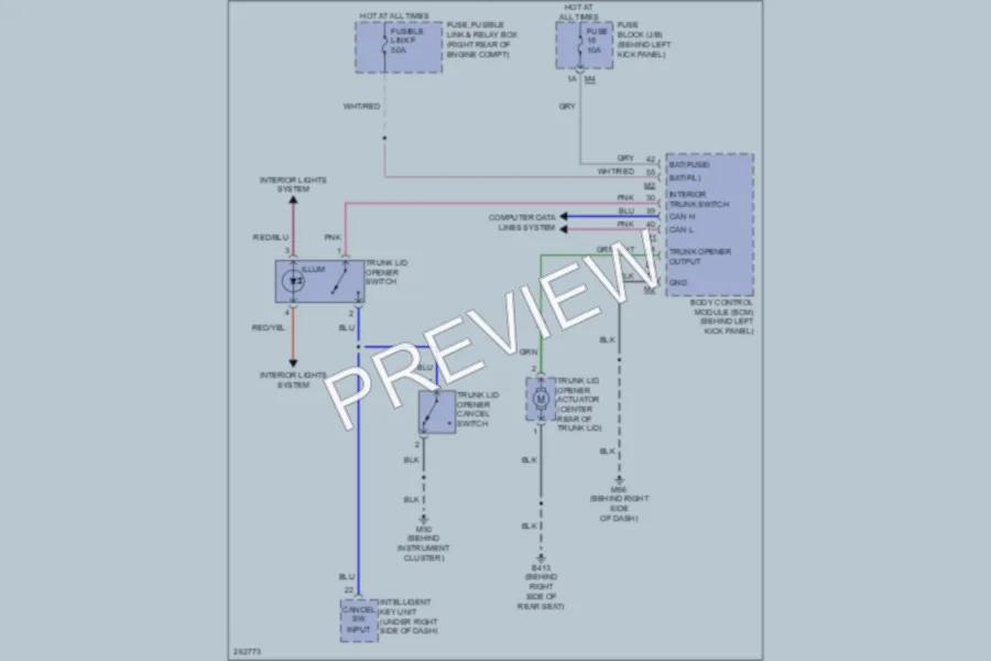 2007 Infiniti G35x Trunk Tailgate Fuel Door wiring diagram preview