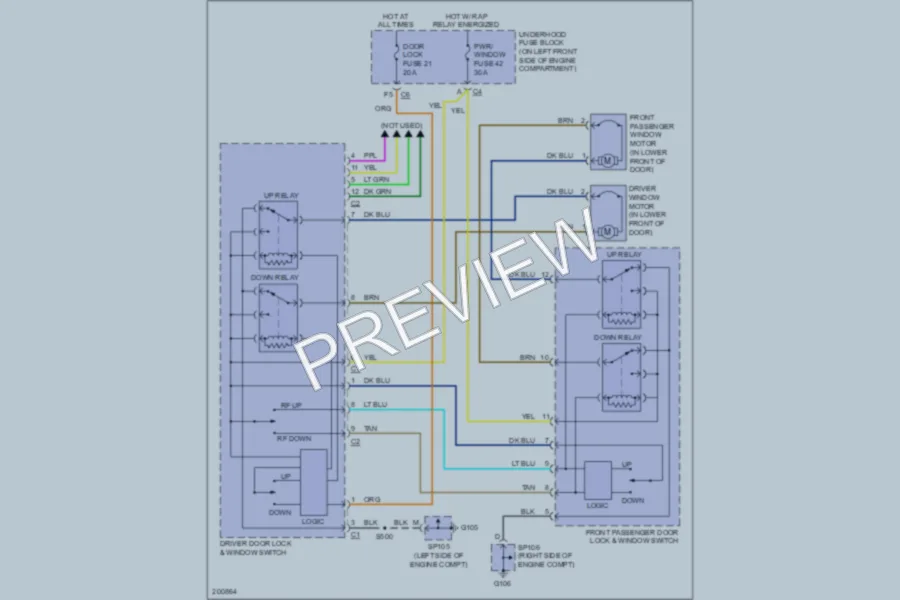 2007 Isuzu i370Pickup Power Windows wiring diagram preview