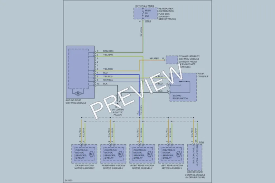 2007 Jaguar SType Power Top Sunroof wiring diagram preview