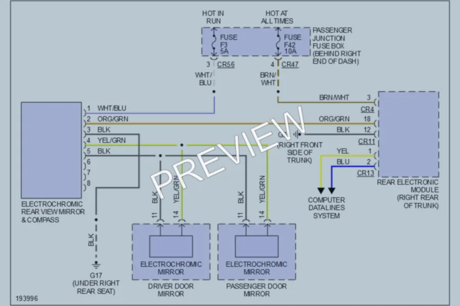 2007 Jaguar XJR Power Mirrors wiring diagram preview
