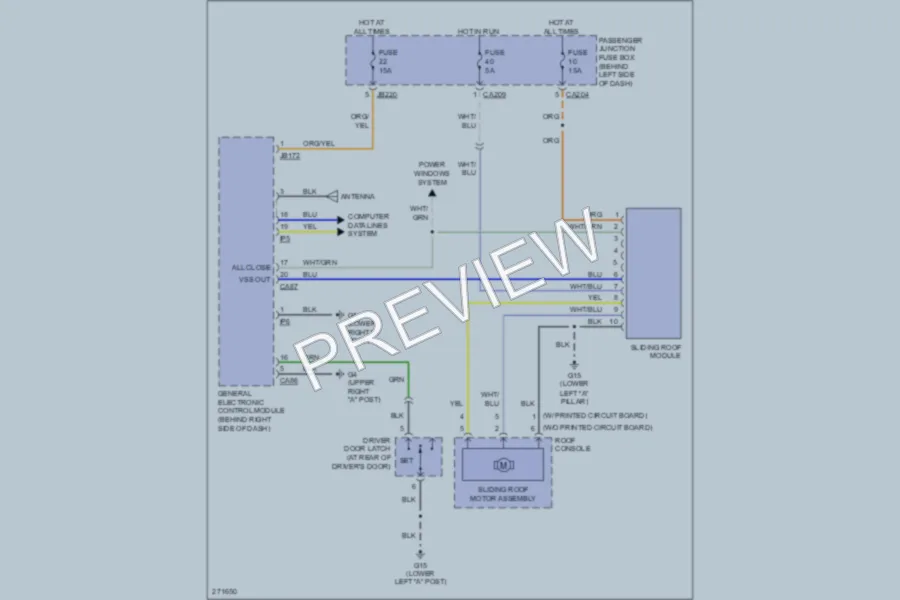 2007 Jaguar XType Power Top Sunroof wiring diagram preview