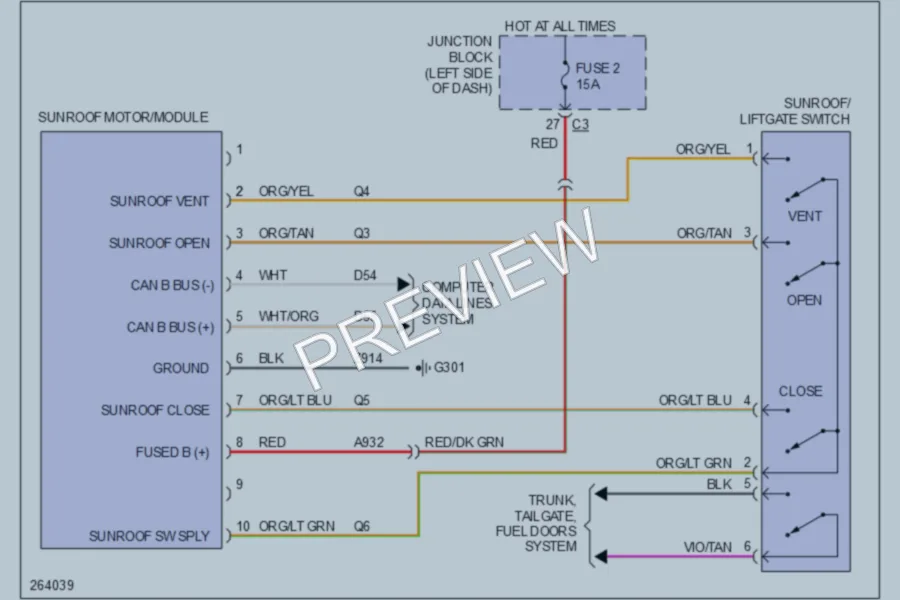 2007 Jeep Commander Power Top Sunroof wiring diagram preview