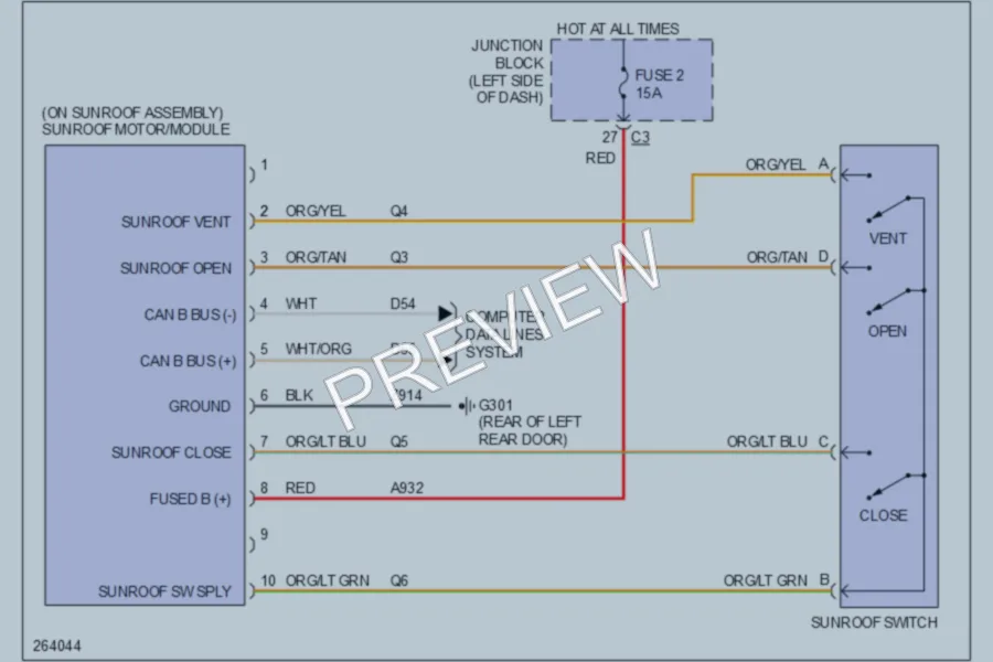 2007 Jeep GrandCherokee Power Top Sunroof wiring diagram preview