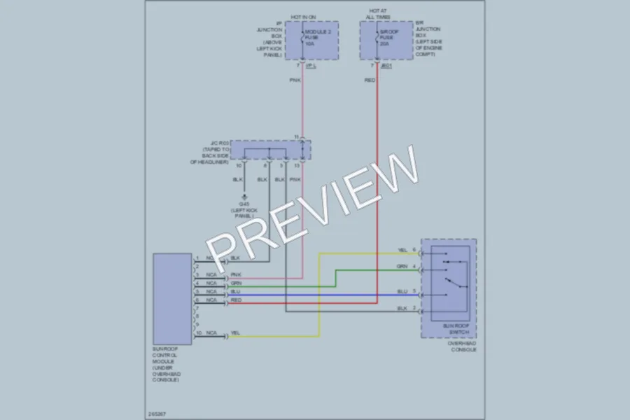 2007 Kia Optima Power Top Sunroof wiring diagram preview