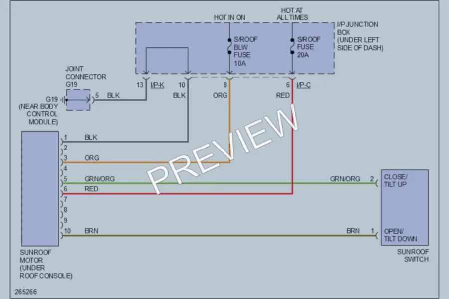 2007 Kia Rio Power Top Sunroof wiring diagram preview