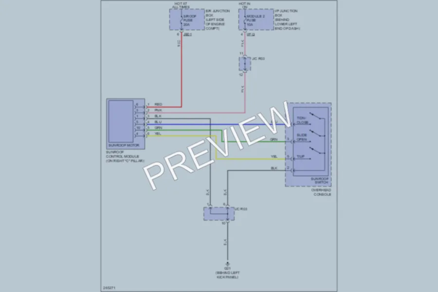 2007 Kia Rondo Power Top Sunroof wiring diagram preview