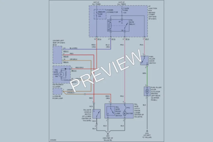 2007 Kia Rondo Trunk Tailgate Fuel Door wiring diagram preview