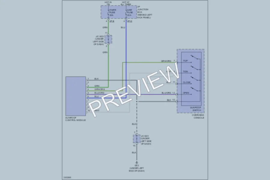 2007 Kia Sorento Power Top Sunroof wiring diagram preview