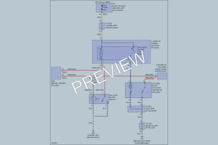 2007 Kia Sorento Trunk Tailgate Fuel Door wiring diagram preview