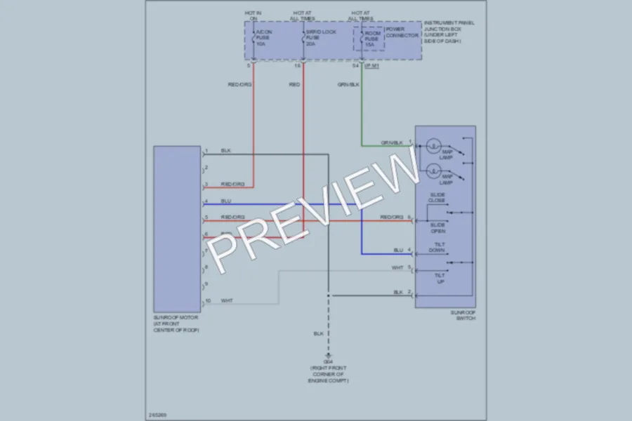 2007 Kia Spectra Power Top Sunroof wiring diagram preview