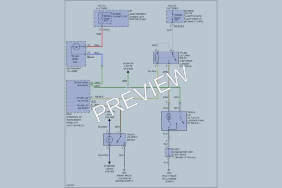 2007 Kia Spectra Trunk Tailgate Fuel Door wiring diagram preview