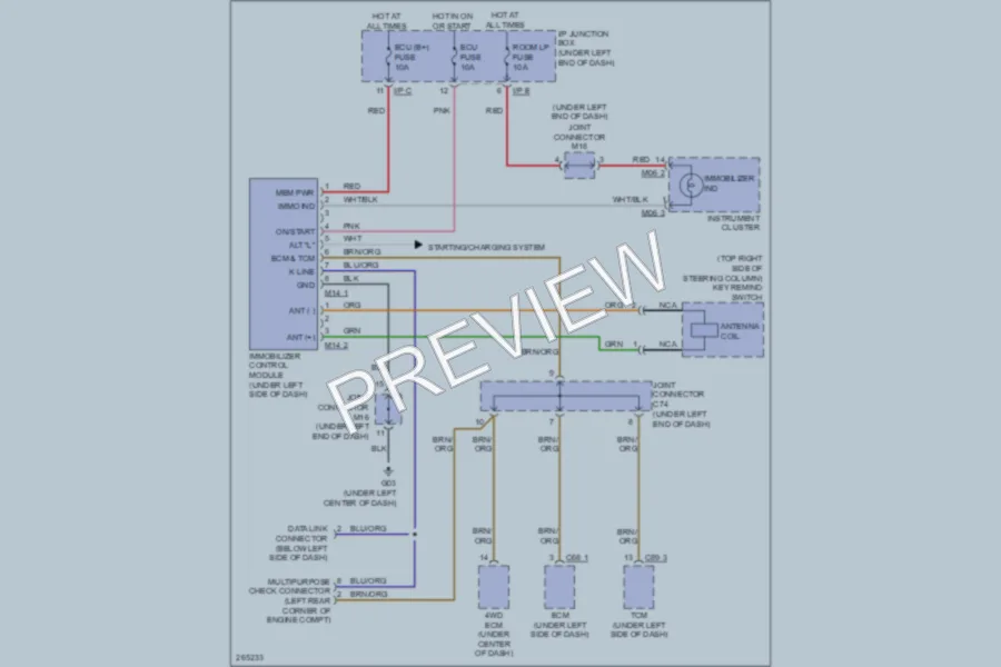 2007 Kia Sportage Anti Theft wiring diagram preview