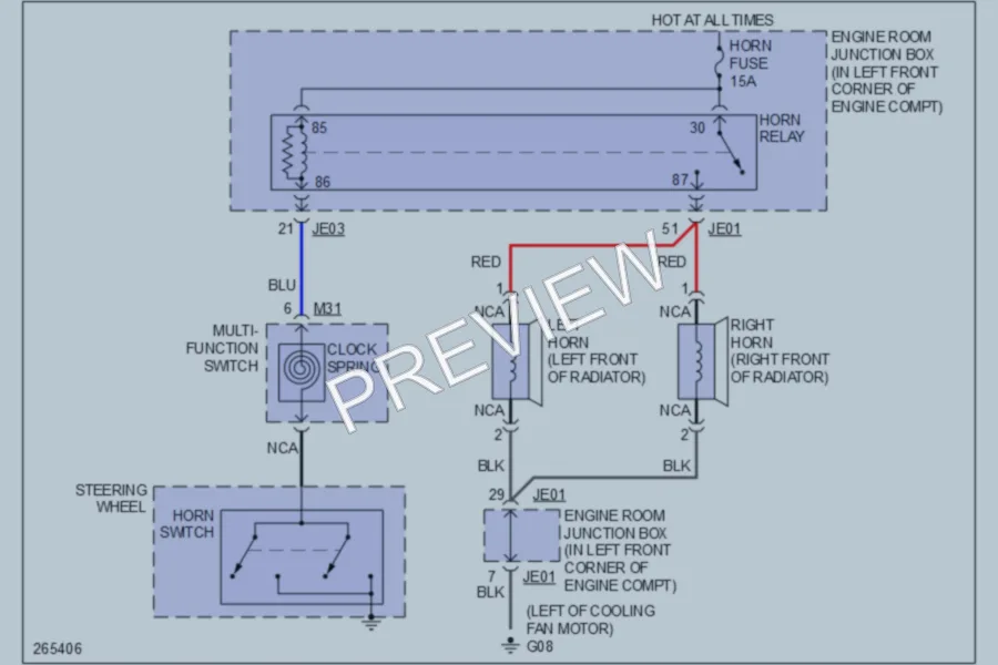 2007 Kia Sportage Horn wiring diagram preview