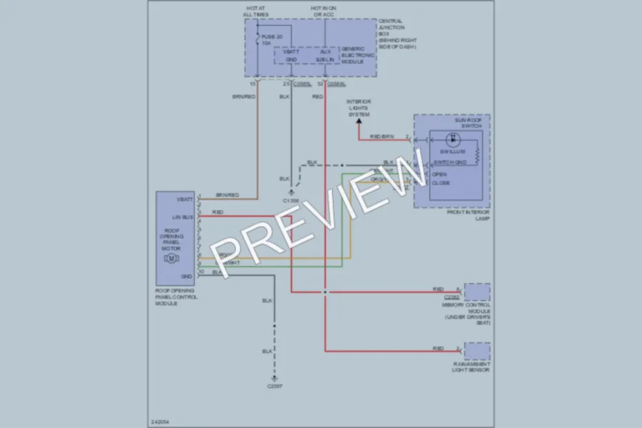 2007 LandRover RangeRoverSport Power Top Sunroof wiring diagram preview
