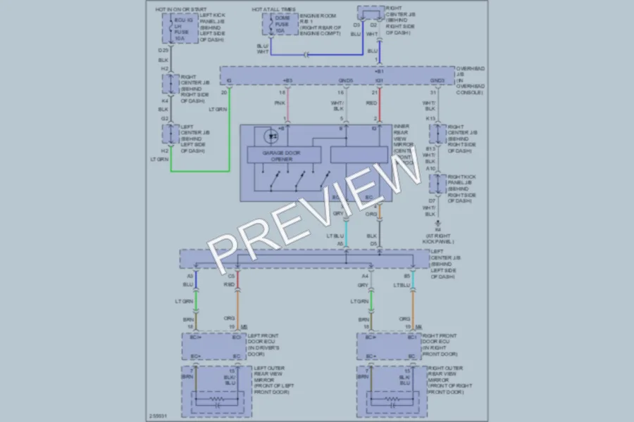 2007 Lexus GS350 Power Mirrors wiring diagram preview