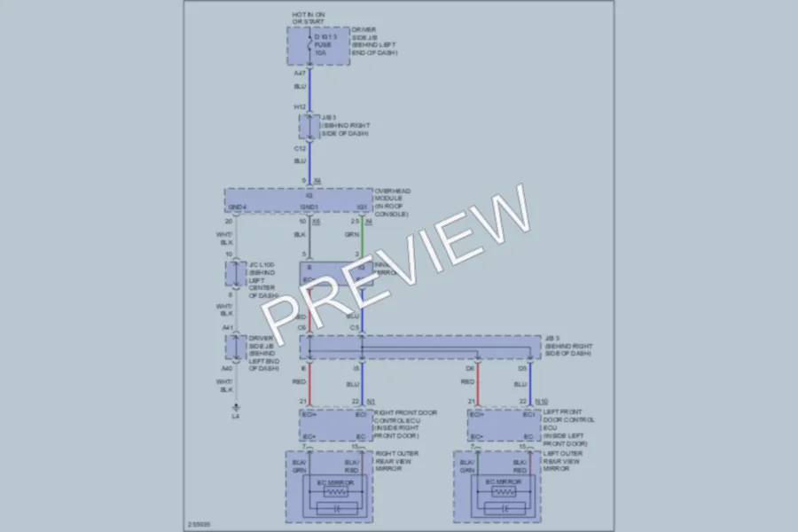 2007 Lexus LS460 Power Mirrors wiring diagram preview