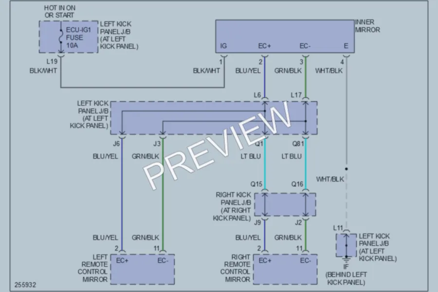 2007 Lexus LX470 Power Mirrors wiring diagram preview